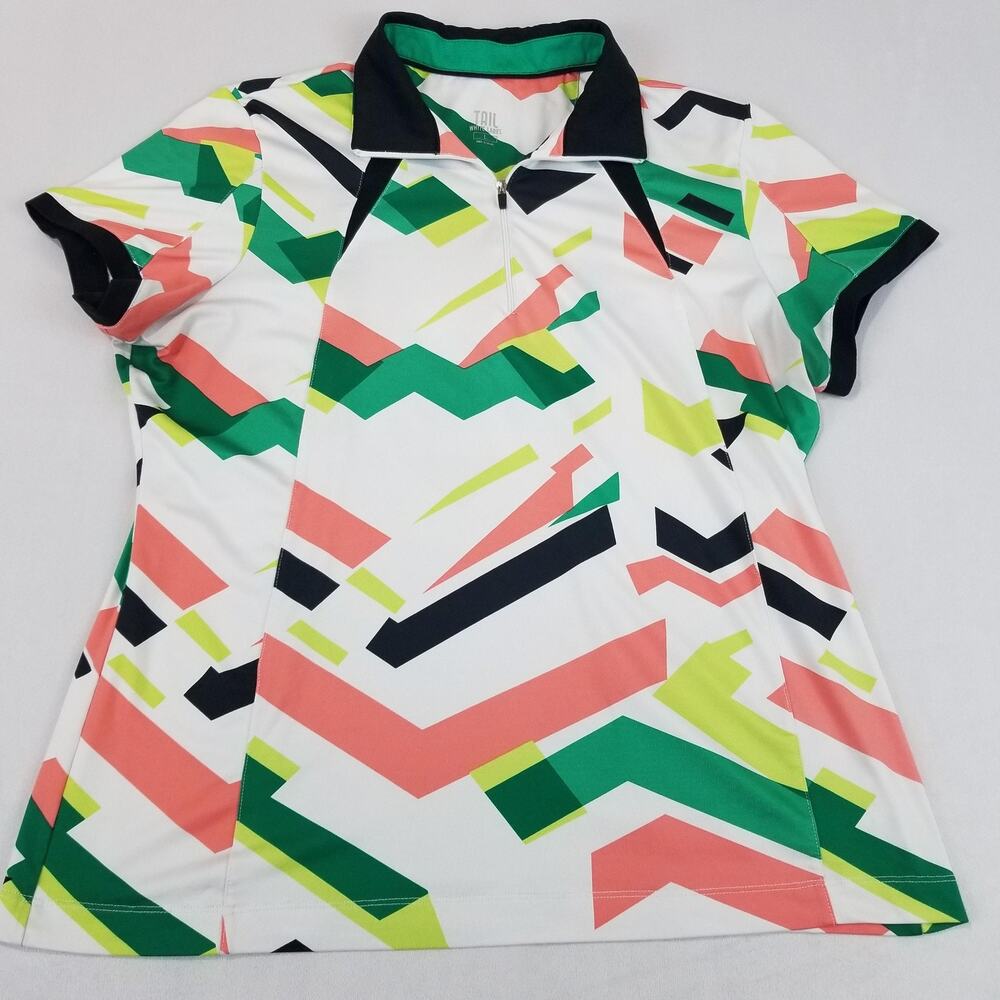 Tail Golf Shirt Womens Large 1/4 Zip Pullover Multicolor Geometric Activewear